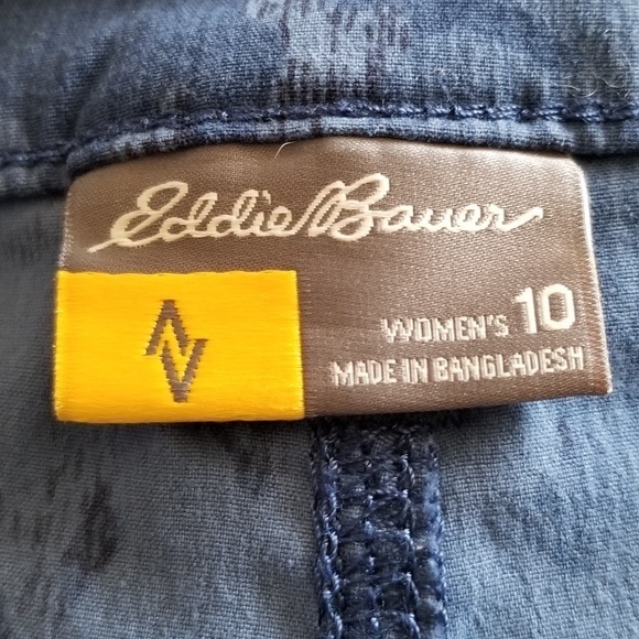 Eddie Bauer Women’s Blue Nylon Spandex Patterned Lightweight Cargo Shorts Sz. 10 - Picture 9 of 11